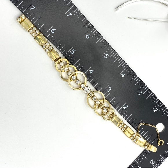 SARAH COVENTRY SAC Gold & Rhinestone Vintage Bracelet - Picture 8 of 10